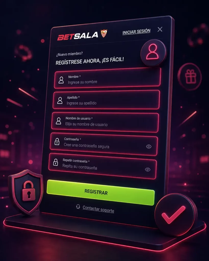 Registro y login de Betsala desde el móvil